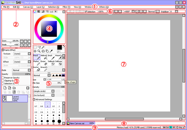 SAI Paint Tool Main Window